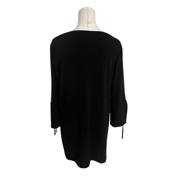 Chicos Top Womens Medium Black Floral Pullover V-Neck 3/4 Sleeve Casual Stretch - Picture 3 of 9